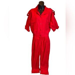 Diane von furstenberg vintage 1980s cherry red jumpsuit boilersuit flight suit